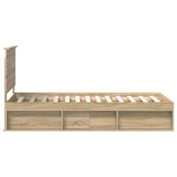 Berkfield Home Bed Frame with Headboard Sonoma Oak 75 x 190 cm Solid Pine Wood in Brown - thumbnail 8