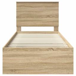 Berkfield Home Bed Frame with Headboard Sonoma Oak 75 x 190 cm Solid Pine Wood in Brown - thumbnail 7