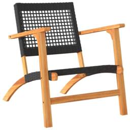 Berkfield Home 3 Piece Bistro Set Black Poly Rattan & Solid Wood Acacia - thumbnail 4