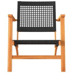 Berkfield Home 3 Piece Bistro Set Black Poly Rattan & Solid Wood Acacia - thumbnail 5