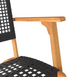Berkfield Home 3 Piece Bistro Set Black Poly Rattan & Solid Wood Acacia - thumbnail 8
