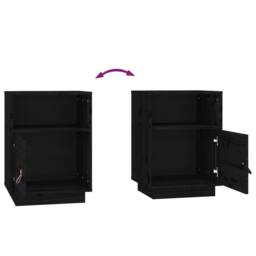 Berkfield Home Beautiful Bedside Cabinet Black 40x34x55 cm Solid Wood Pine - Size: 40 x 34 x 55 cm - thumbnail 8