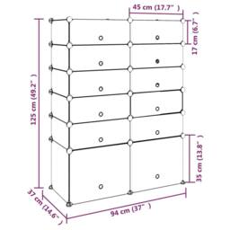 Berkfield Home Shoe Rack Black 94x37x125 cm PP in Grey - Size: 94 x 37 x 125 cm - thumbnail 8