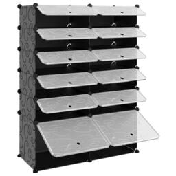 Berkfield Home Shoe Rack Black 94x37x125 cm PP in Grey - Size: 94 x 37 x 125 cm - thumbnail 6