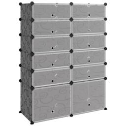 Berkfield Home Shoe Rack Black 94x37x125 cm PP in Grey - Size: 94 x 37 x 125 cm - thumbnail 3