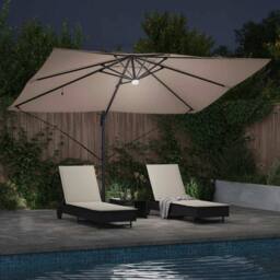 Berkfield Home Cantilever Umbrella - Taupe Taupe Fabric Large Height-Adjustable - thumbnail 4