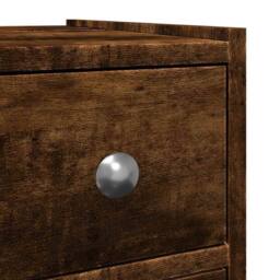 Berkfield Home Narrow Bathroom Cupboard with Wheels Smoked Oak Engineered Wood in Brown - thumbnail 9