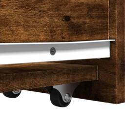 Berkfield Home Narrow Bathroom Cupboard with Wheels Smoked Oak Engineered Wood in Brown - thumbnail 8