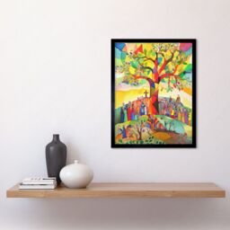 "Artery8 Wall Art Print The Sermon On The Mount Jesus Folk Art Bible Art Framed in Black - Size: W12"" x H16""" - thumbnail 2