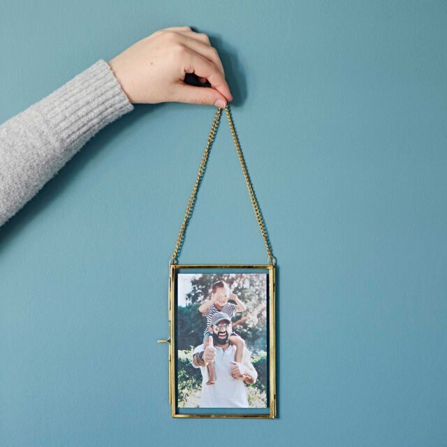 Paper High Dia Gold Reclaimed Glass Hanging Photo Frame - Size: Small - image 1