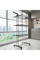 H&O Direct 3-Tier Foldable Clothes Drying Rack in Grey - thumbnail 2