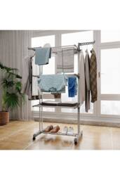 H&O Direct 3-Tier Foldable Clothes Drying Rack in Grey