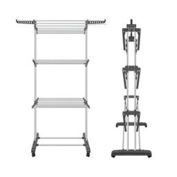 H&O Direct 3-Tier Foldable Clothes Drying Rack in Grey - thumbnail 5