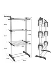 H&O Direct 3-Tier Foldable Clothes Drying Rack in Grey - thumbnail 4