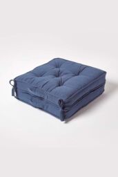 Homescapes Cotton Travel Support Booster Cushion in Navy - Size: 50 cm x 50 cm - thumbnail 2