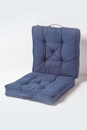 Homescapes Cotton Travel Support Booster Cushion in Navy - Size: 50 cm x 50 cm - thumbnail 1