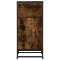 Berkfield Home Sideboard Smoked Oak 35.5x35x76 cm Engineered Wood & Metal in Brown - thumbnail 4