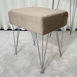 CARME HOME Olivia Velvet Padded Stool Dove grey velvet seat Silver hairpin - thumbnail 4