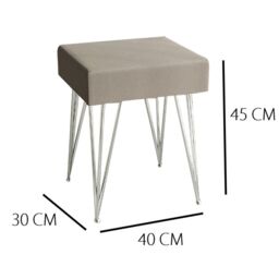CARME HOME Olivia Velvet Padded Stool Dove grey velvet seat Silver hairpin - thumbnail 5