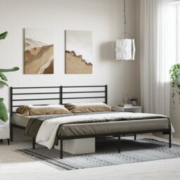 Berkfield Home Metal Bed Frame with Headboard Black 183x213 cm - thumbnail 3
