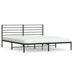 Berkfield Home Metal Bed Frame with Headboard Black 183x213 cm - thumbnail 2