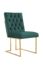 Life Interiors Single Siena Luxury Tufted Velvet Dining Chair with Gold Frame in Green - thumbnail 1