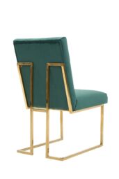 Life Interiors Single Siena Luxury Tufted Velvet Dining Chair with Gold Frame in Green - thumbnail 4
