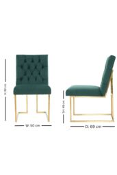 Life Interiors Single Siena Luxury Tufted Velvet Dining Chair with Gold Frame in Green - thumbnail 6