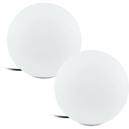 Loops 2 PACK IP65 Outdoor Garden Ball Light White Plastic 1x 40W E27 300mm Globe
