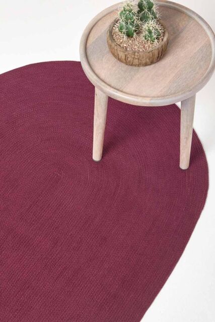 Homescapes Handmade Woven Braided Oval Rug in Plum - Size: 60 cm x 90 cm - image 1