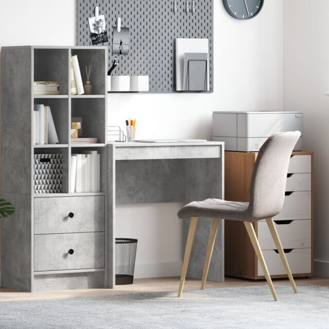 Berkfield Home Computer Desk Concrete grey Particle board with concrete-like finish - image 1