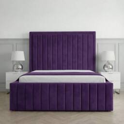 Living Comfort Bedz Sovereign Upholstered Gas Lift Storage Bed with 48 Inch Headboard in Purple - Size: Single - thumbnail 2