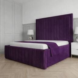 Living Comfort Bedz Sovereign Upholstered Gas Lift Storage Bed with 48 Inch Headboard in Purple - Size: Single - thumbnail 1