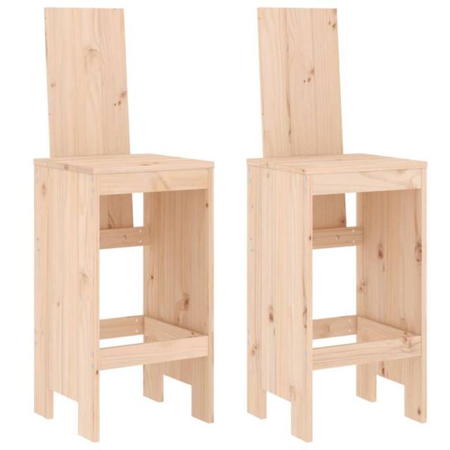 Berkfield Home Bar Stools 2 pcs 40x42x120 cm Solid Wood Pine in Natural - Size: 40 x 42 x 120 cm - image 1