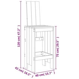 Berkfield Home Bar Stools 2 pcs 40x42x120 cm Solid Wood Pine in Natural - Size: 40 x 42 x 120 cm - thumbnail 9