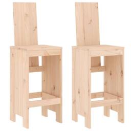 Berkfield Home Bar Stools 2 pcs 40x42x120 cm Solid Wood Pine in Natural - Size: 40 x 42 x 120 cm - thumbnail 1