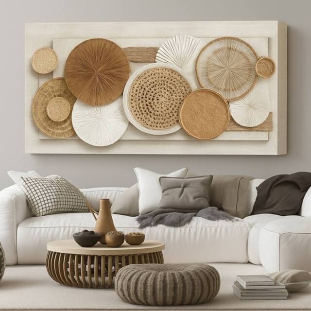 Mafett Boho Wall Art Canvas Print Flat Effect On Premium 4 cm Deep in Beige - image 1