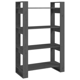 Berkfield Home Beautiful Book Cabinet/Room Divider Grey 80x35x125 cm Solid Wood Pine - Size: 80 x 35 x 125 cm - thumbnail 3