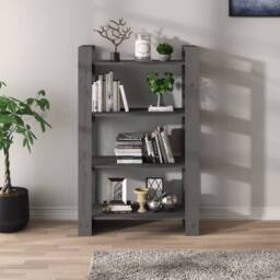 Berkfield Home Beautiful Book Cabinet/Room Divider Grey 80x35x125 cm Solid Wood Pine - Size: 80 x 35 x 125 cm - thumbnail 1