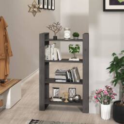 Berkfield Home Beautiful Book Cabinet/Room Divider Grey 80x35x125 cm Solid Wood Pine - Size: 80 x 35 x 125 cm - thumbnail 2