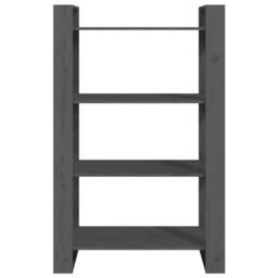Berkfield Home Beautiful Book Cabinet/Room Divider Grey 80x35x125 cm Solid Wood Pine - Size: 80 x 35 x 125 cm - thumbnail 5