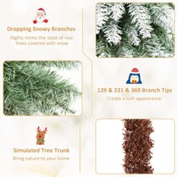 Gymax 3 FT/ 4 FT/ 5FT Pre-Lit Snowy Christmas Tree With 129/ 231/ 369 Tips Xmas Tree in Green - Size: 3 Pack - thumbnail 2