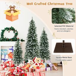Gymax 3 FT/ 4 FT/ 5FT Pre-Lit Snowy Christmas Tree With 129/ 231/ 369 Tips Xmas Tree in Green - Size: 3 Pack - thumbnail 5
