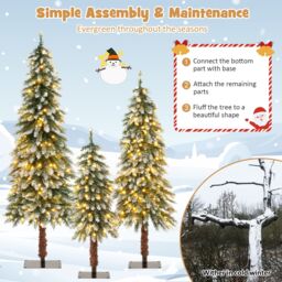 Gymax 3 FT/ 4 FT/ 5FT Pre-Lit Snowy Christmas Tree With 129/ 231/ 369 Tips Xmas Tree in Green - Size: 3 Pack - thumbnail 6