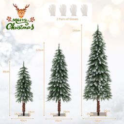 Gymax 3 FT/ 4 FT/ 5FT Pre-Lit Snowy Christmas Tree With 129/ 231/ 369 Tips Xmas Tree in Green - Size: 3 Pack - thumbnail 4