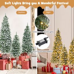 Gymax 3 FT/ 4 FT/ 5FT Pre-Lit Snowy Christmas Tree With 129/ 231/ 369 Tips Xmas Tree in Green - Size: 3 Pack - thumbnail 3