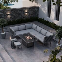 Royalcraft MAYFAIR Rectangular Firepit Dining set in Grey - thumbnail 6