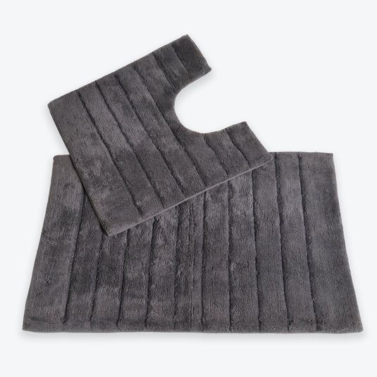 Allure Bath Fashions Ribbed Two Piece Bath Mat & Toilet Mat Set in Charcoal - image 1