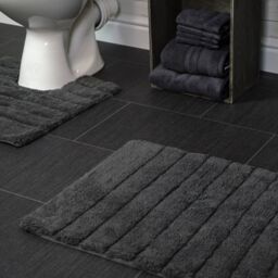 Allure Bath Fashions Ribbed Two Piece Bath Mat & Toilet Mat Set in Charcoal - thumbnail 2
