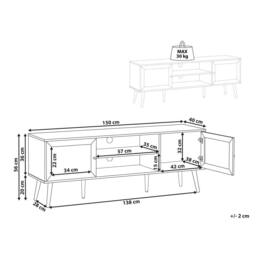 Wyld and Coco Light Brown Particle Board TV Stand Tempered Glass Doors and Pine Legs - thumbnail 3